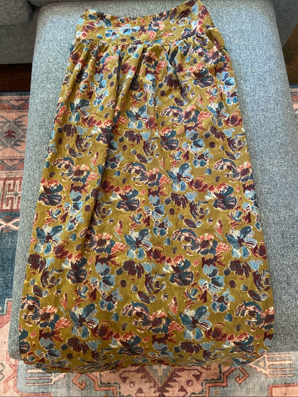Natural Life M Floral Midi Skirt in Mustard